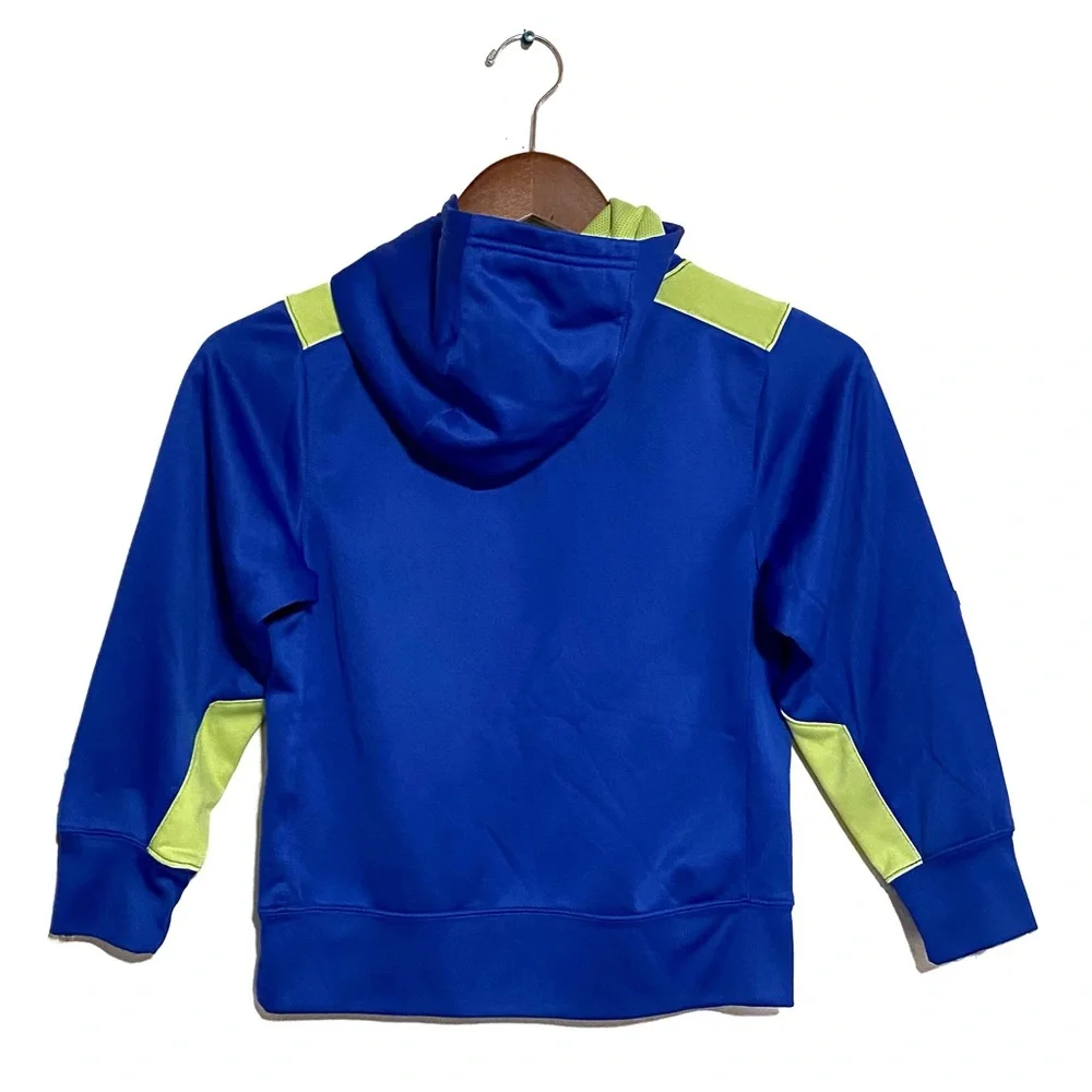 Nike Camo Graphic SpellOut Therma-Fit Blue Pullover Hoodie Athletic Sweatshirt S